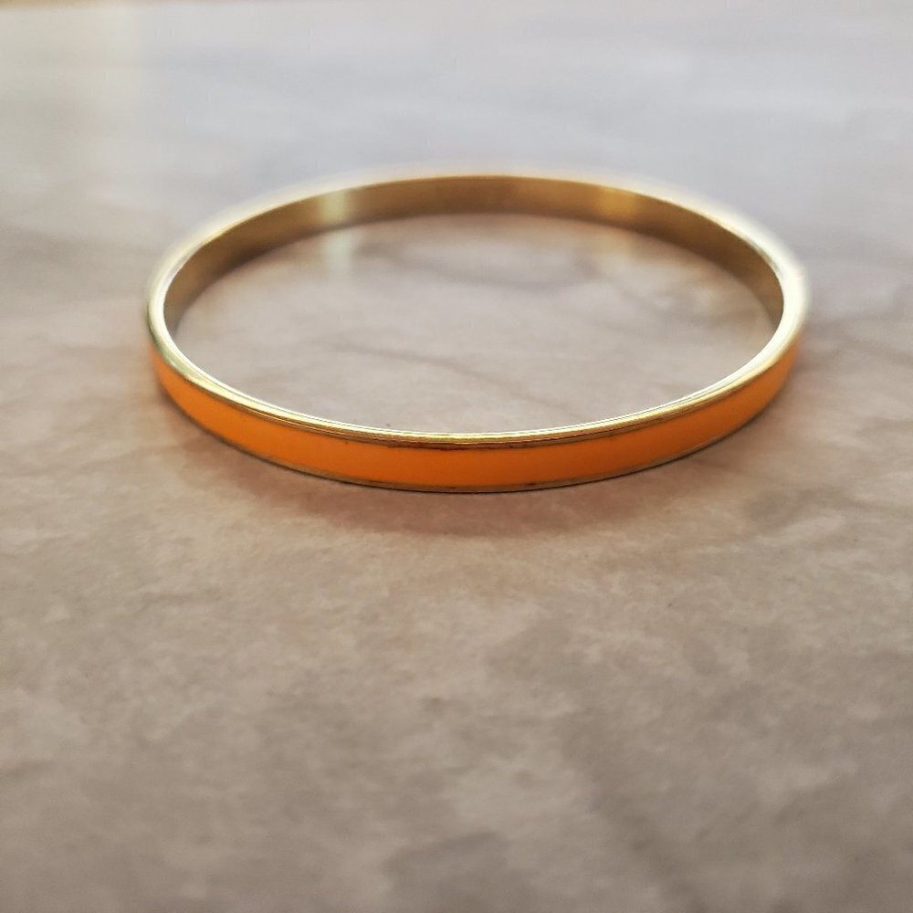 🧡 Vintage 2000's 00's Y2K J.Crew bright Orange Enamal Skinny Bangle Bracelet 🧡 - Picture 1 of 9